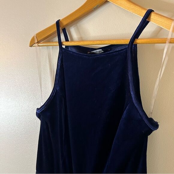 Speechless Navy Blue Faux Velvet Spaghetti Strap Dress Women's M New NWT - Picture 6 of 10